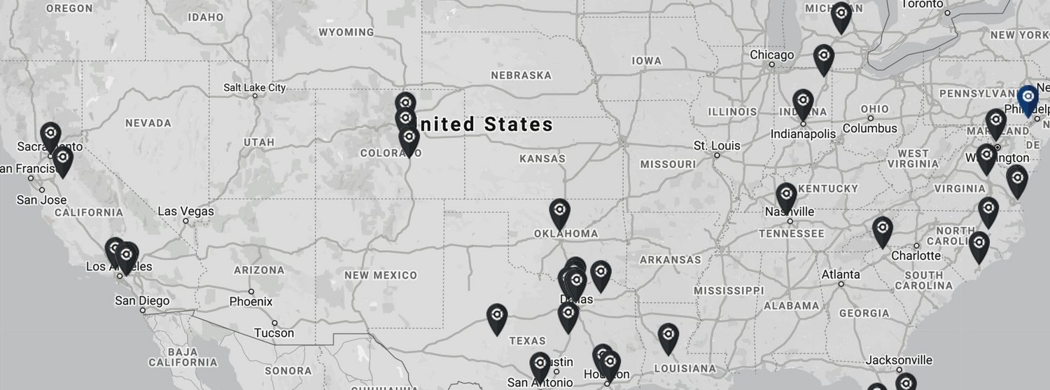 Cryotherapy Map Map of locations with CRYONiQ cryotherapy chamber