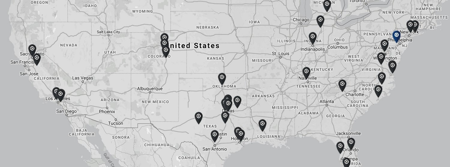 Cryotherapy Map Map of locations with CRYONiQ cryotherapy chamber