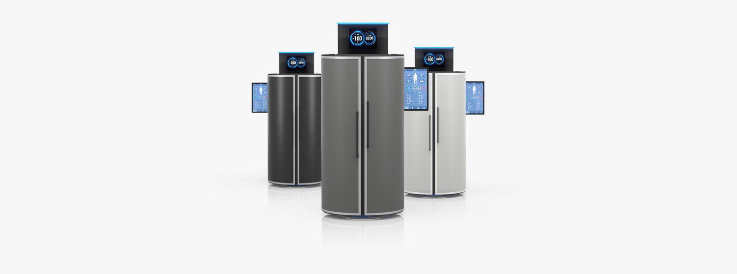 Three cryotherapy chambers Three cryotherapy chambers in different colors