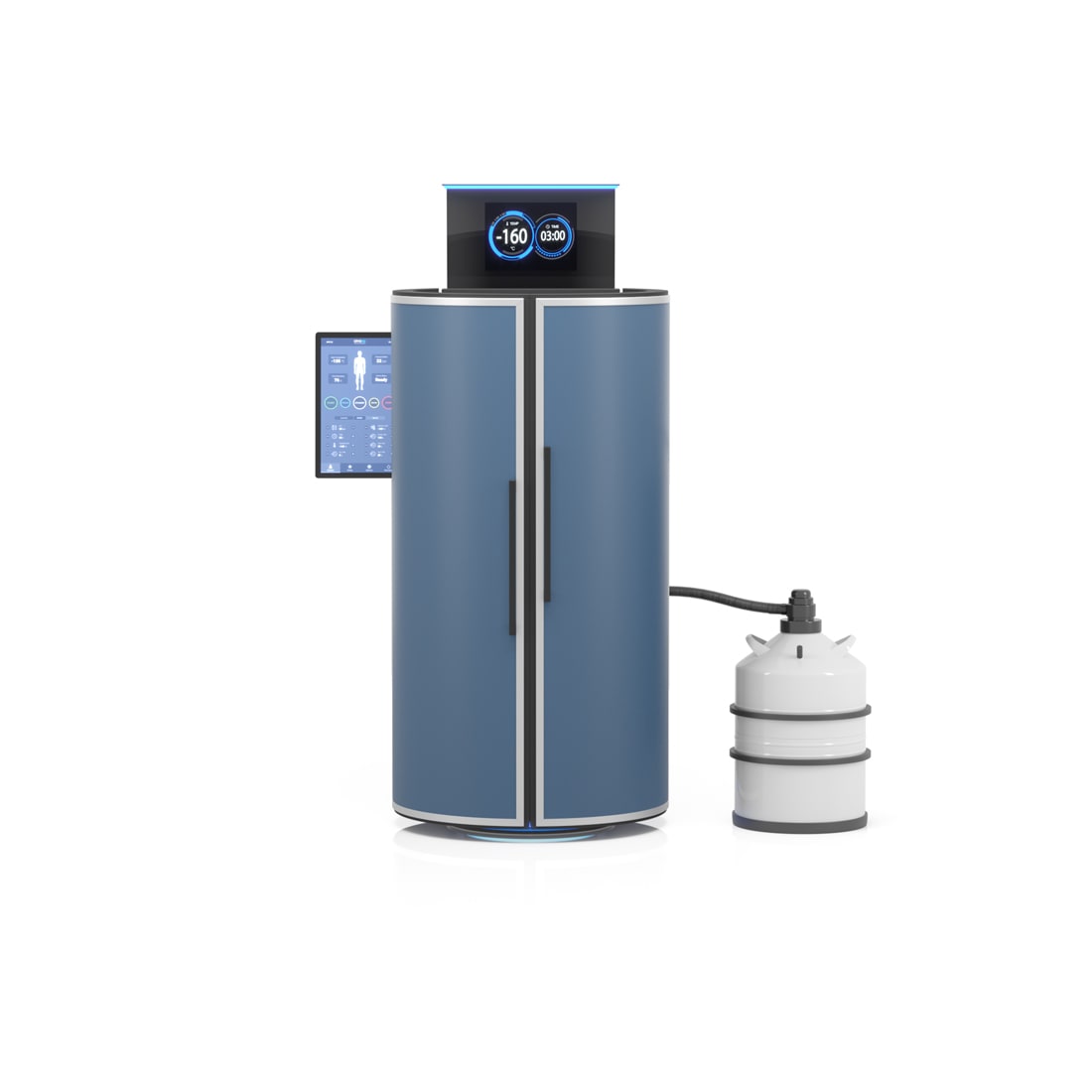 Cryotherapy machine with non-pressurized storage tank