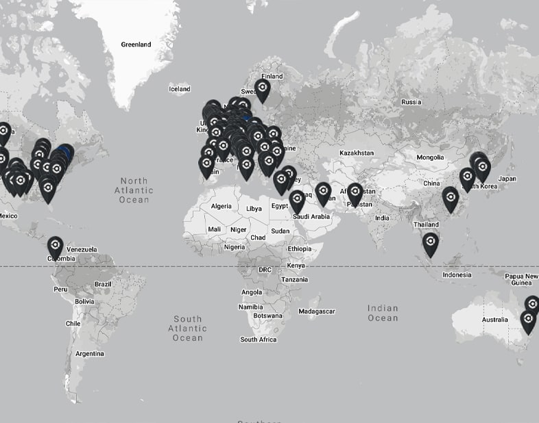 Cryotherapy Map Map of locations with CRYONiQ cryotherapy chamber