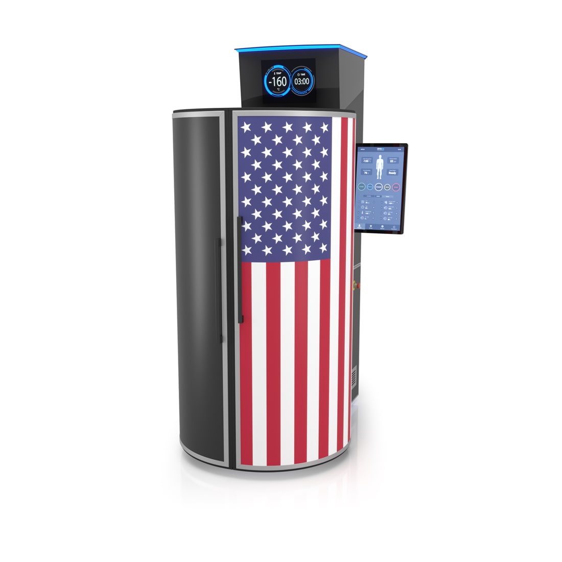 CRYO XC™ cryotherapy unit exterior customized in USA flag