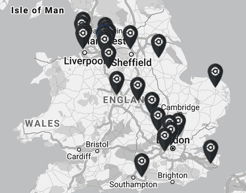 Cryotherapy Map Map of locations with CRYONiQ cryotherapy chamber