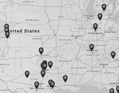 Cryotherapy Map Map of locations with CRYONiQ cryotherapy chamber