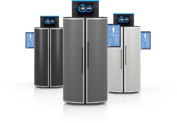 Three cryotherapy chambers Three cryotherapy chambers in different colors